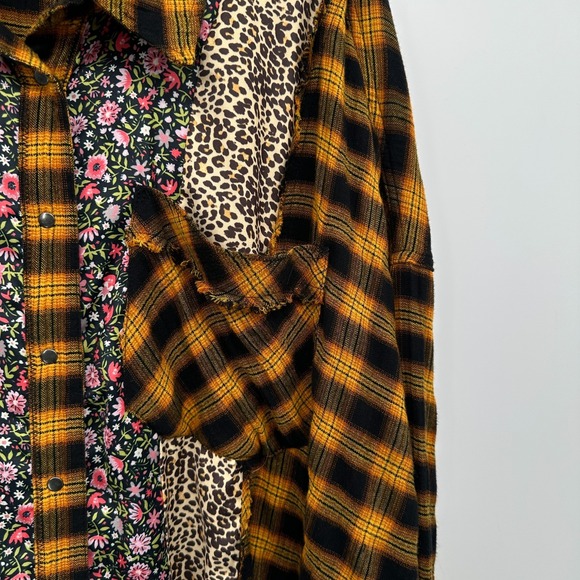 We the Free People Tunic Top Shirt Size XL Oversize Boxy Patchwork Boho Grunge - Picture 7 of 16